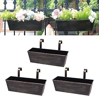 Top 10 best Long Rectangular Balcony Pots For Railing to buy 6 Hanging Hanging Railing Planters with Drainage (3-Pack)