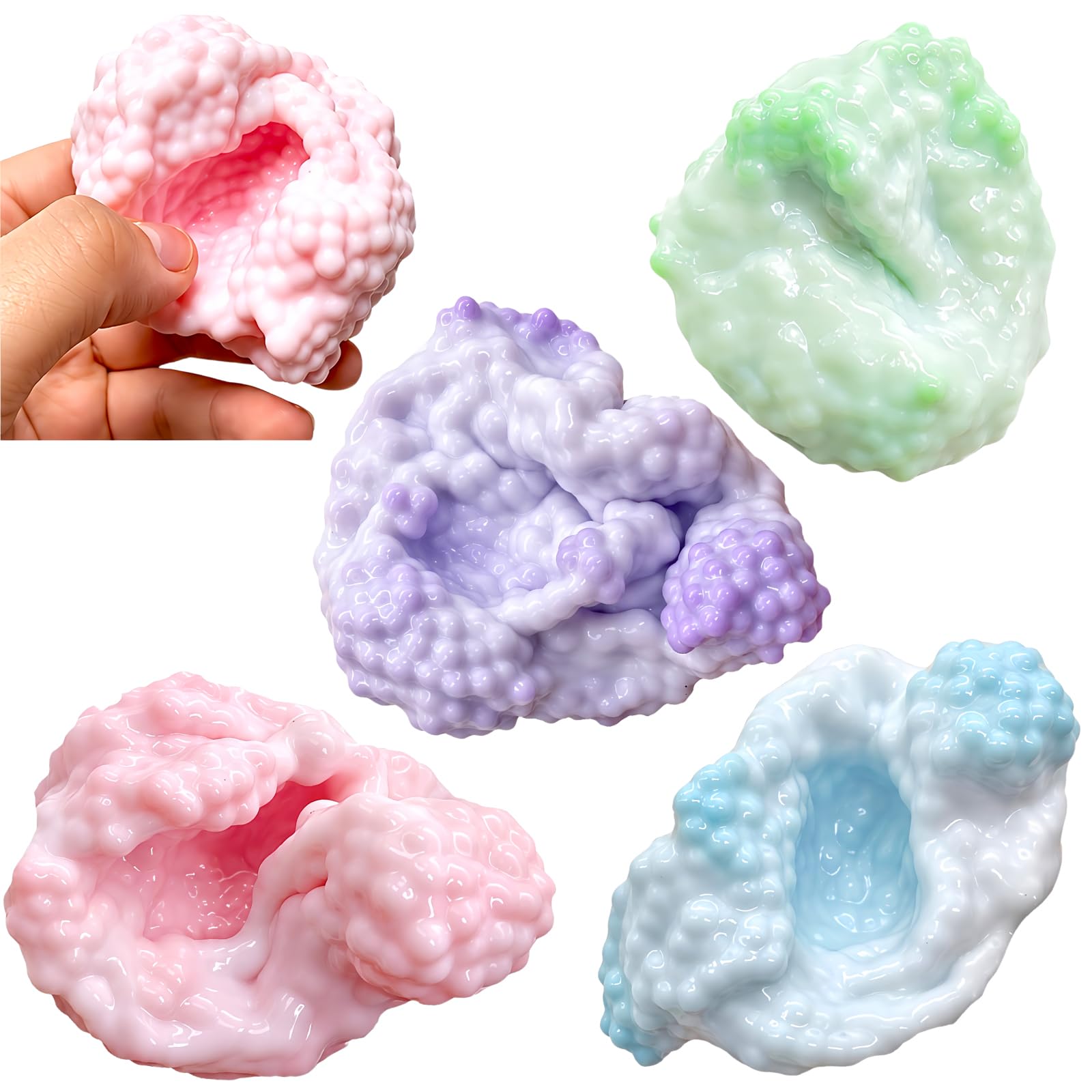 4Pcs Crunchy Squishy Stress Ball, Sand Squishy Stress Relief Balls, Slow Rising Squishies, Soft Crunchy Stress Ball for Kids & Adults