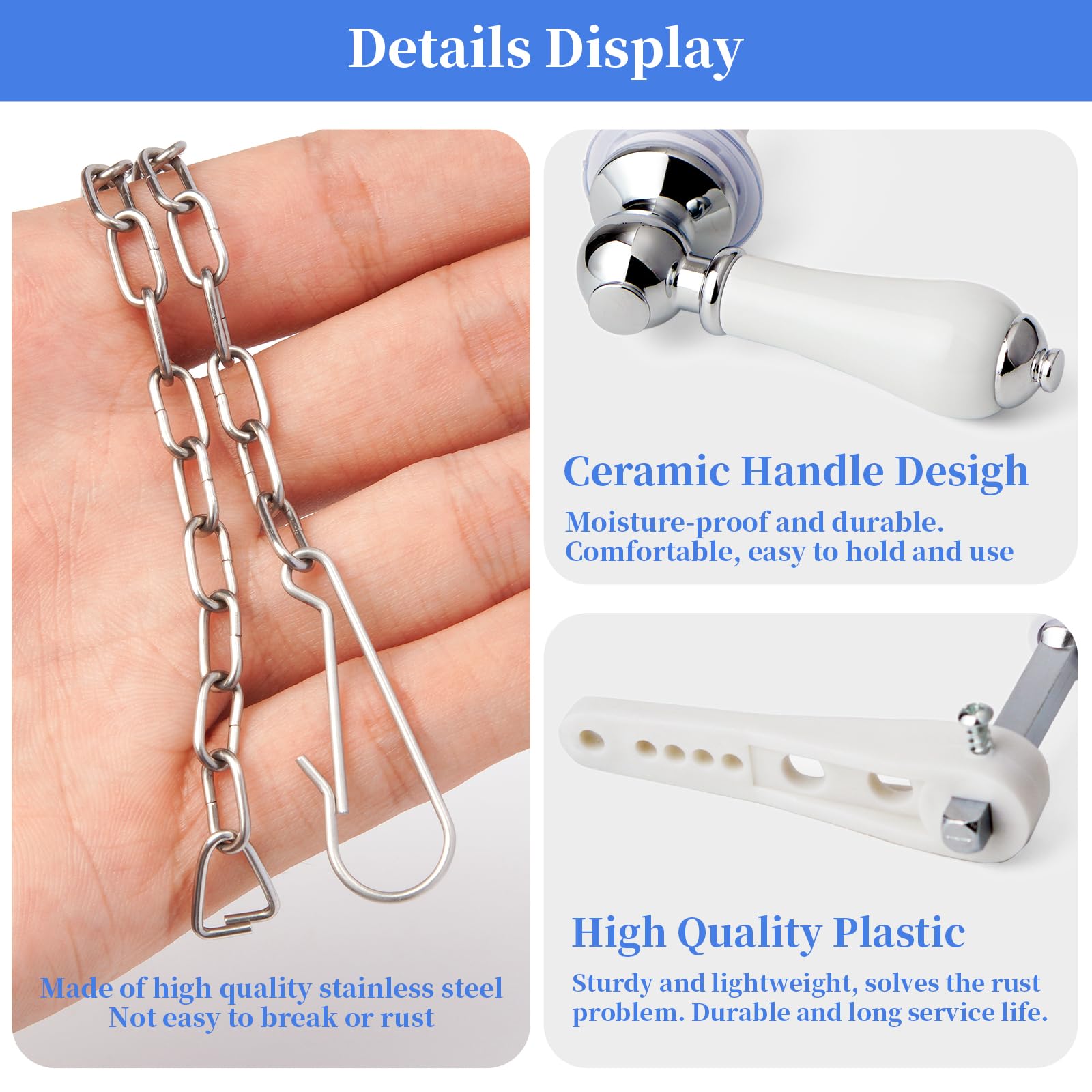 Weielt Ceramic Toilet Flush Handle Eeplacement Kit Zinc Alloy Metal Toilet Handle Replacement - Image 3