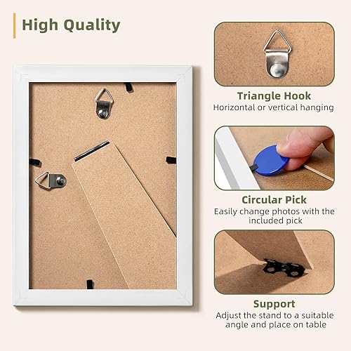 Miniatura 6 de HappyHapi Juego de 10 marcos de fotos de 4 x 6, fotos de mesa o pared de 3.5 x 5 con paspartú o 4 x 6 sin ellos, collage de múltiples marcos de