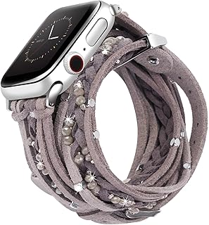 beu1st Compatible with Apple Watch Band 42mm/44mm/45mm/49mm Series 8/7/6/SE Women, Multilayer Wrap Boho Dressy Bracelets Suede Leather Replacement Strap for iWatch Series 5/4/3/2/1