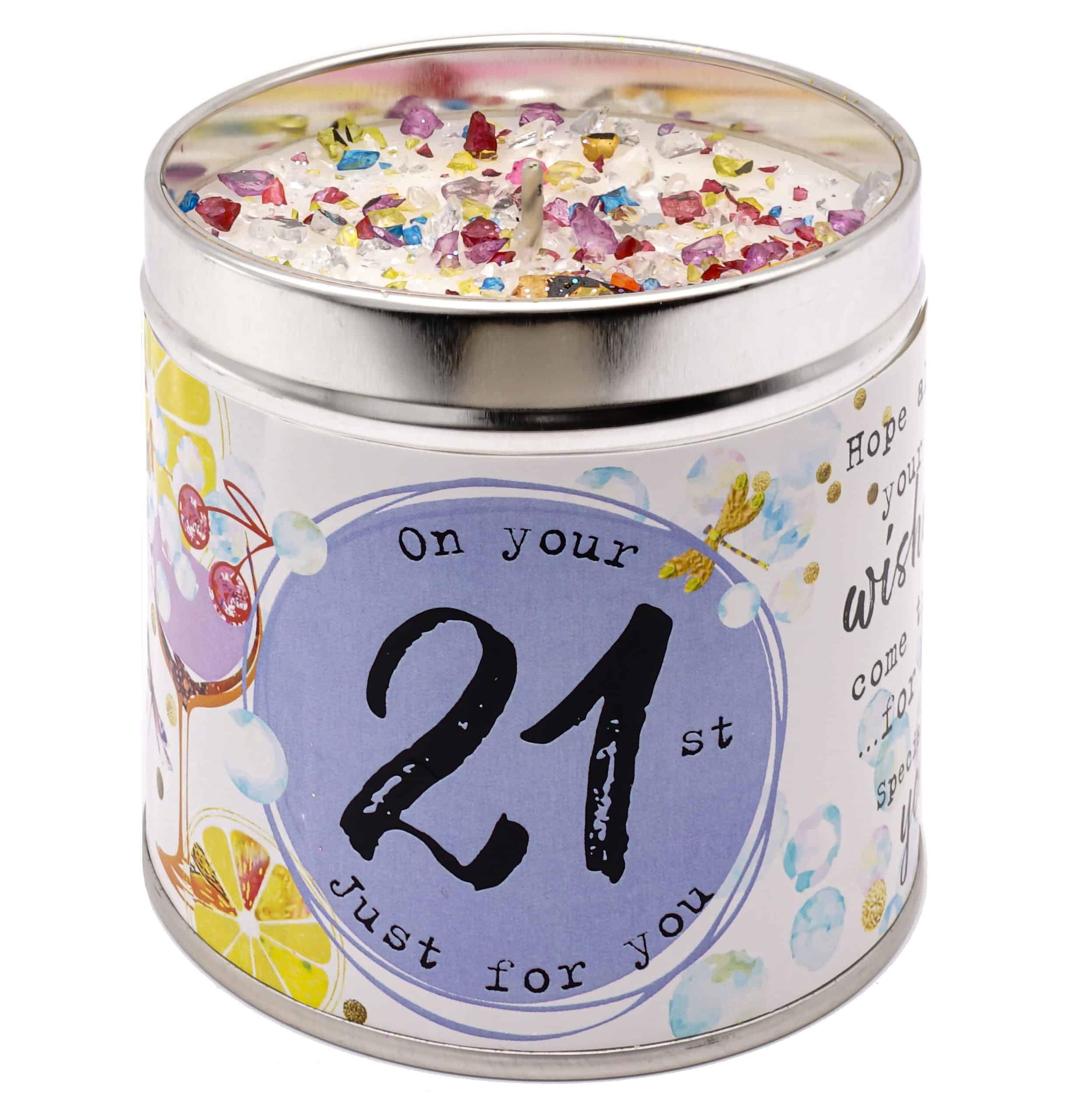 Best Kept Secrets White Classic Cotton Birthday Decorated Candle (21St)