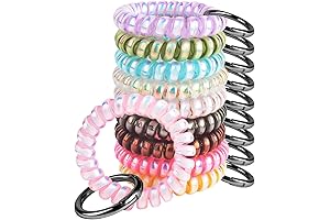 Flexible Wrist Coil Keychain with Key Ring, 10 Color Stretchable Bands for Keys, Durability
