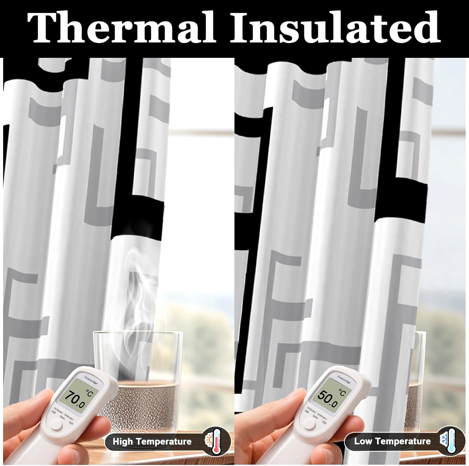 weesire Modern Blackout Curtains for Bedroom Living Room 2 Panels 100% Blackout Black and White Pattern Curtains Abstract Curtains, 52x96 Inches