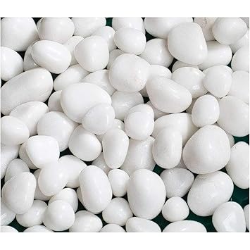 ALLUDA Glossy Stone Pebbles (White Color) Decorative Itme Pebbles for Bamboo Plants & All Purpose Pack of 1kg White Pebbles Glossy Stones for Home Decorative, Vase Fillers, Aquarium Fish Tank,Garden (Polished 1 kg) River Rock Unplanted Substrate (White)