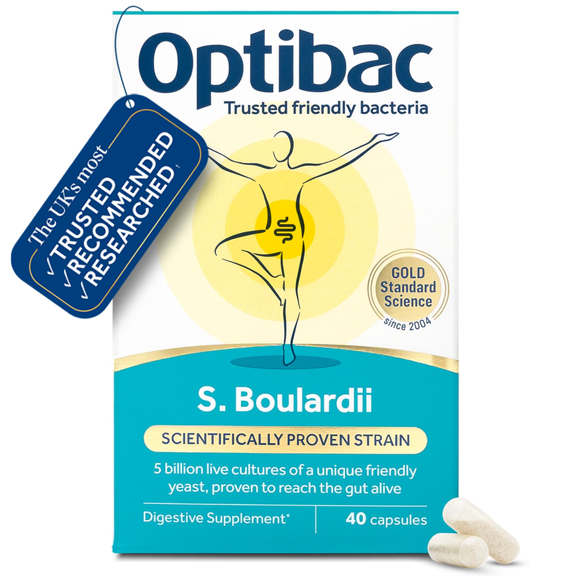 Optibac Saccharomyces Boulardii - Vegan Digestive Supplement - 40 Capsules