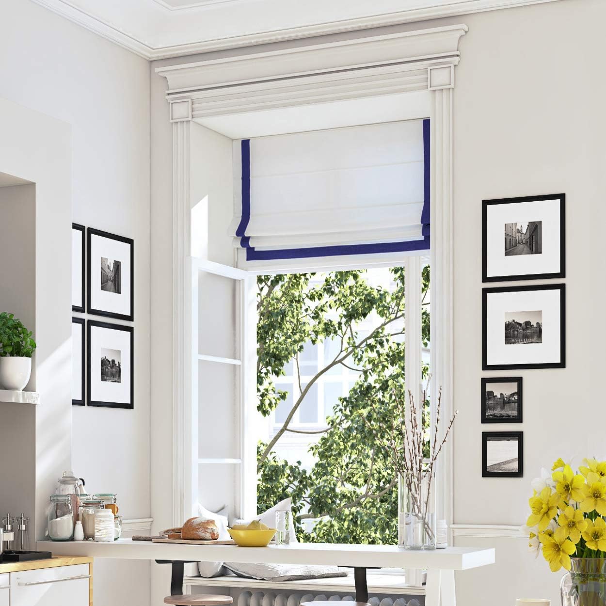 LOGANOVA Blackout Roman Shades for Windows Light Blocking Fabric Roman Blinds for