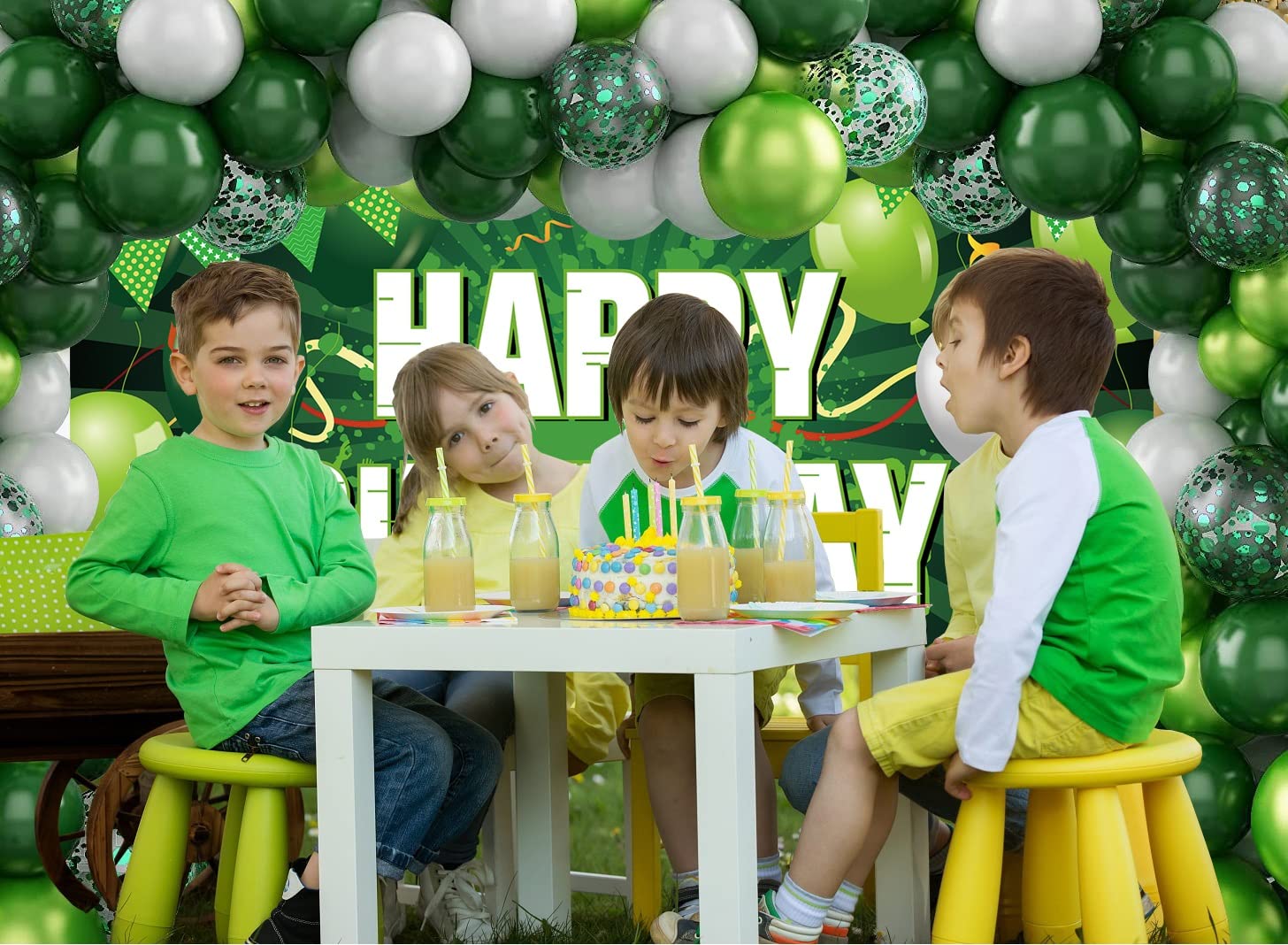 Toylin Green & White Balloon Garland Arch Kit - Includes Confetti Balloons & Banner For Birthday, Baby Shower Decor - View #8