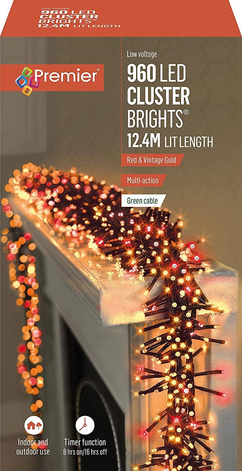 Premier 960 Vintage Gold and Red Multi Action LED Cluster Lights with ...