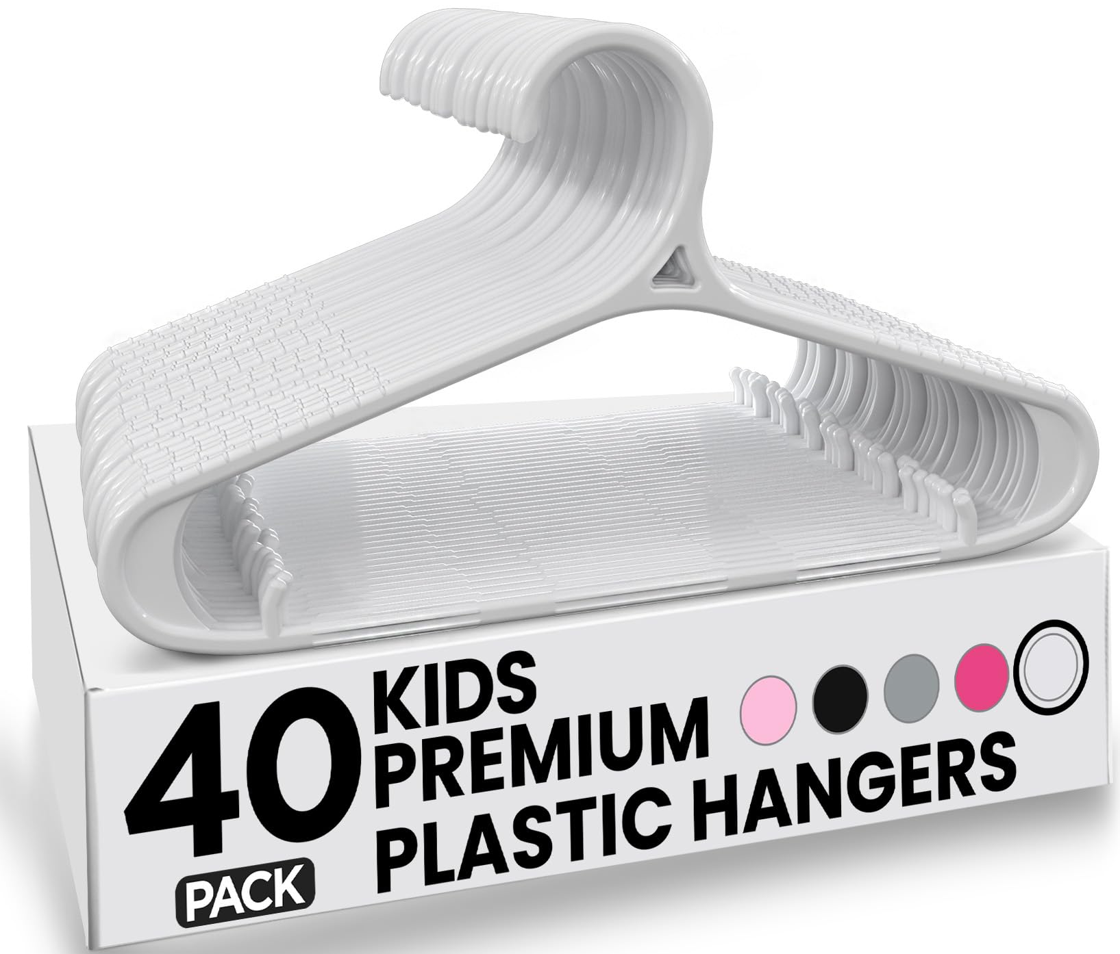 Utopia Home Kleiderbügel Kinder 40er Pack, Weiß Kinderkleiderbügel, Baby Kleiderbügel rutschfest, Drehbarer Haken, Leicht und Langlebig für Babykleidung