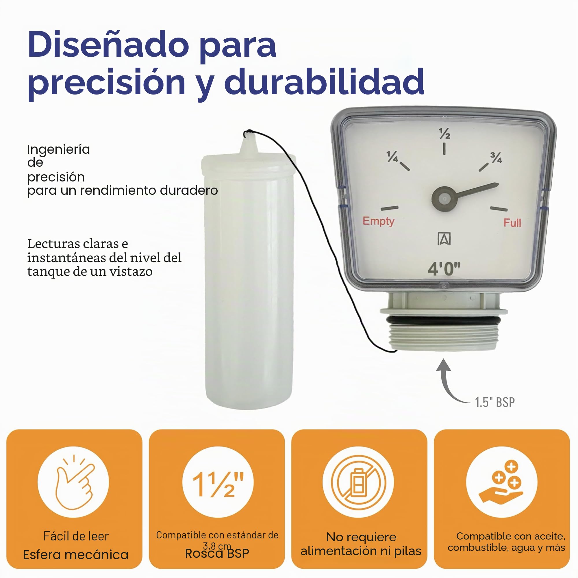 Generic Indicador de nivel de tanque tipo flotador para tanques de aceite/combustible/calefacción/agua [1,2 m]
