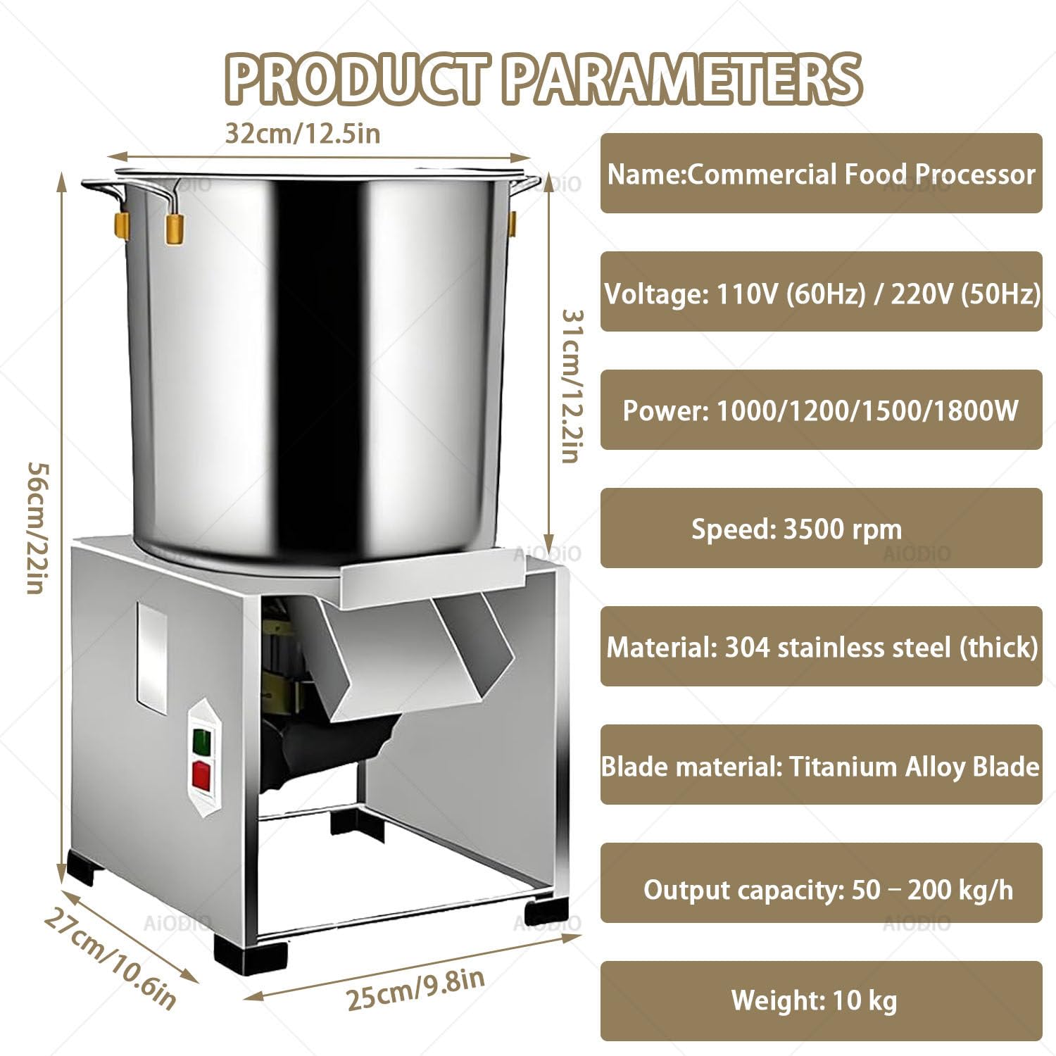 Trituratore per Allevamento, trituratore per la Lavorazione di mangimi per pollame, con 4 Lame, Produzione 50-200 kg/h, trituratore Elettrico per Verdure a 3500 Giri/min 220V-1200W