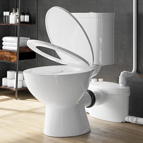 Simple Project Inodoro empotrado para sótano inodoro macerador con bomba maceradora de 600 W con ventilación de CA y 4 entradas de agua incluidas