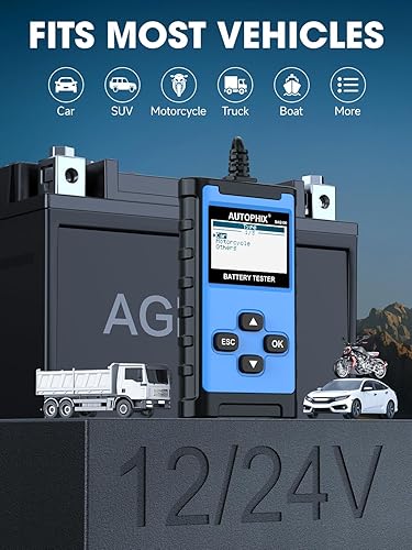 Miniatura 8 de AUTOPHIX BAS100 - Probador de batería de coche de 12 V 24 V 100-2000 CCA probador de carga de batería automotriz en sistemas de carga de arranque