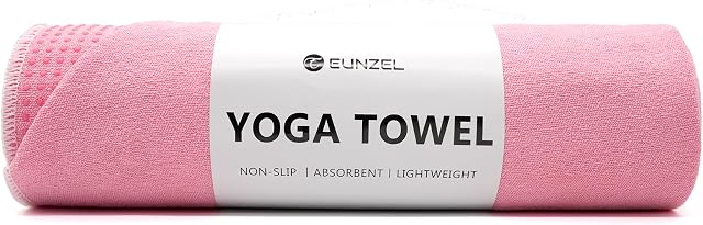 Hot Serviette de yoga - Serviette de tapis de yoga sans glissade en microfibre avec adhérence Dot Serviette absorbante pour le yoga chaud, Pilates et fitness 72" x 24", Tein/Orange