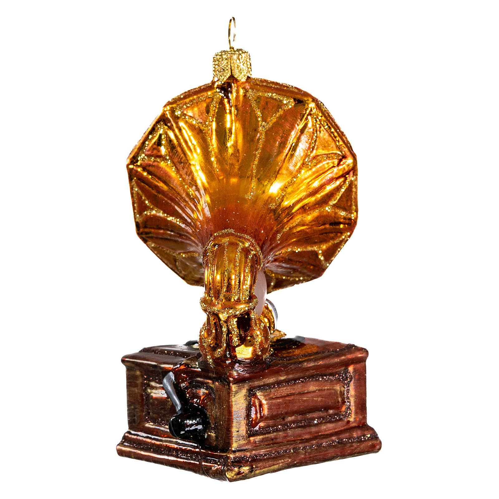Holyart Adornos de Vidrio soplado para Árbol de Navidad: Gramófono Adorno Vidrio soplado Árbol Navidad