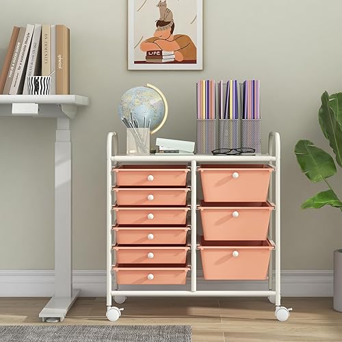 Vista 240 de Giantex - Carrito rodante, 10 cajones, organizador para aula, carrito de almacenamiento con ruedas para útiles escolares, de oficina, hogar, Negro