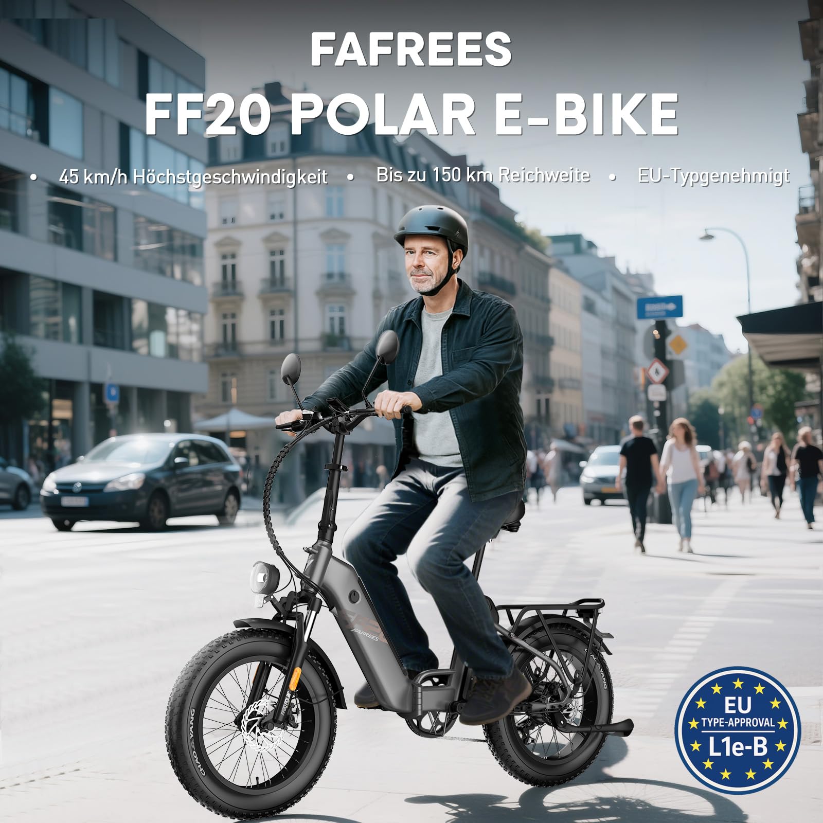Fafrees FF20 Polar E-Bike Klapprad Elektrofahrrad 20 * 4.0 Zoll, Fatbike Doppelbatterie 24Ah/26.8Ah, E Bike Herren Damen Reichweite bis 150/170km