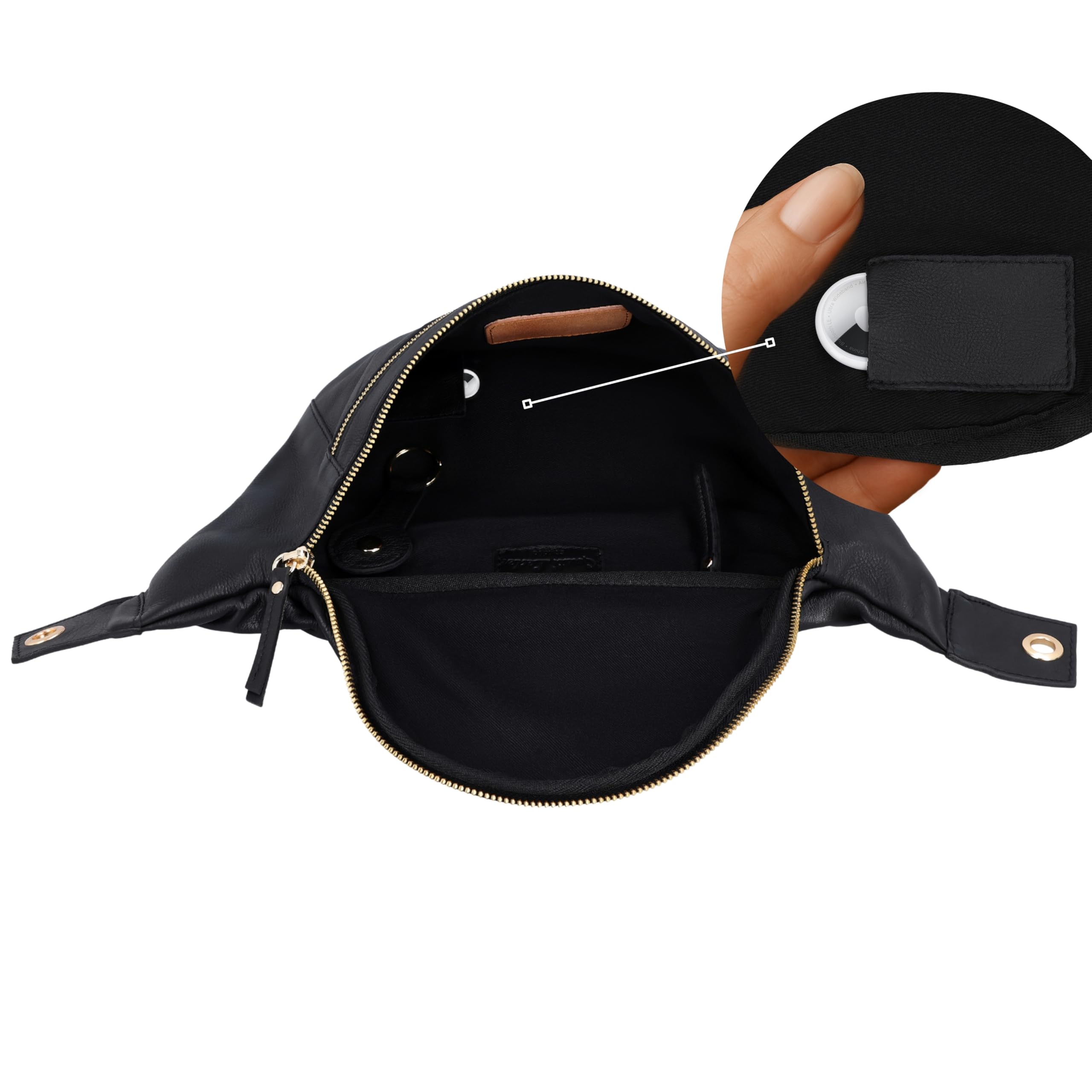 Gusti Leder Bauchtasche Freya - Damen Gürteltasche Schwarz Echtleder Hüfttasche mit Verstellbarem Gürtel - Vintage Festivaltasche für Damen und Herren