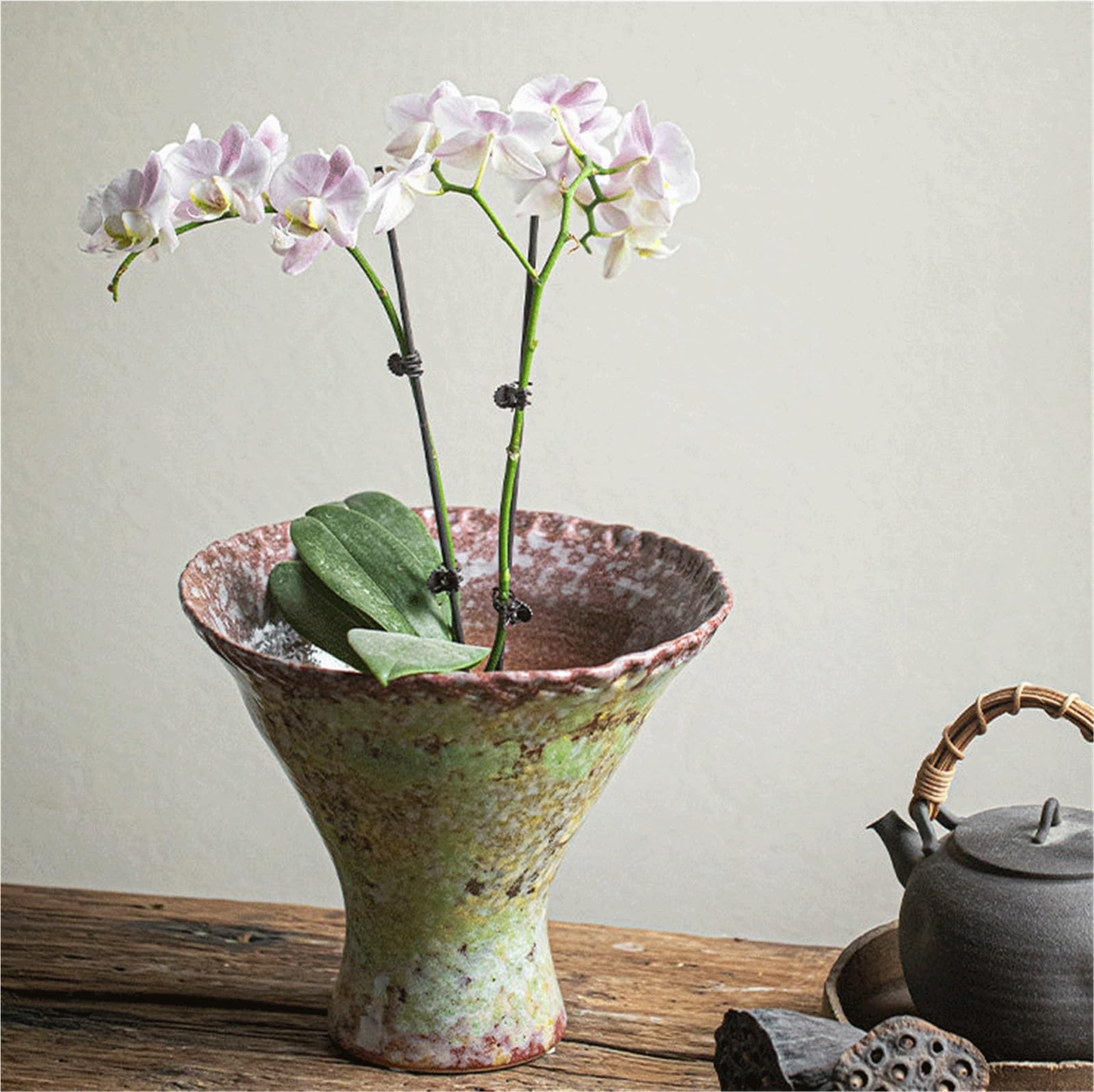 Doniczki zewnętrzne Kolorowe, przeszklone ceramiczne doniczki, odpowiednie do storczyków i Phalaenopsis w pomieszczeniach, wykonane z gliny Doniczki