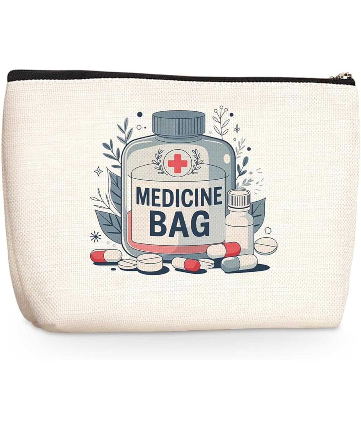 Nirvik Canvas Medicine Bag with Zipper | Portable Travel First Aid Pouch | Daily Pill & Medicine Organizer for Home, Office & Travel (1, MEDICINE BAG)-image-4