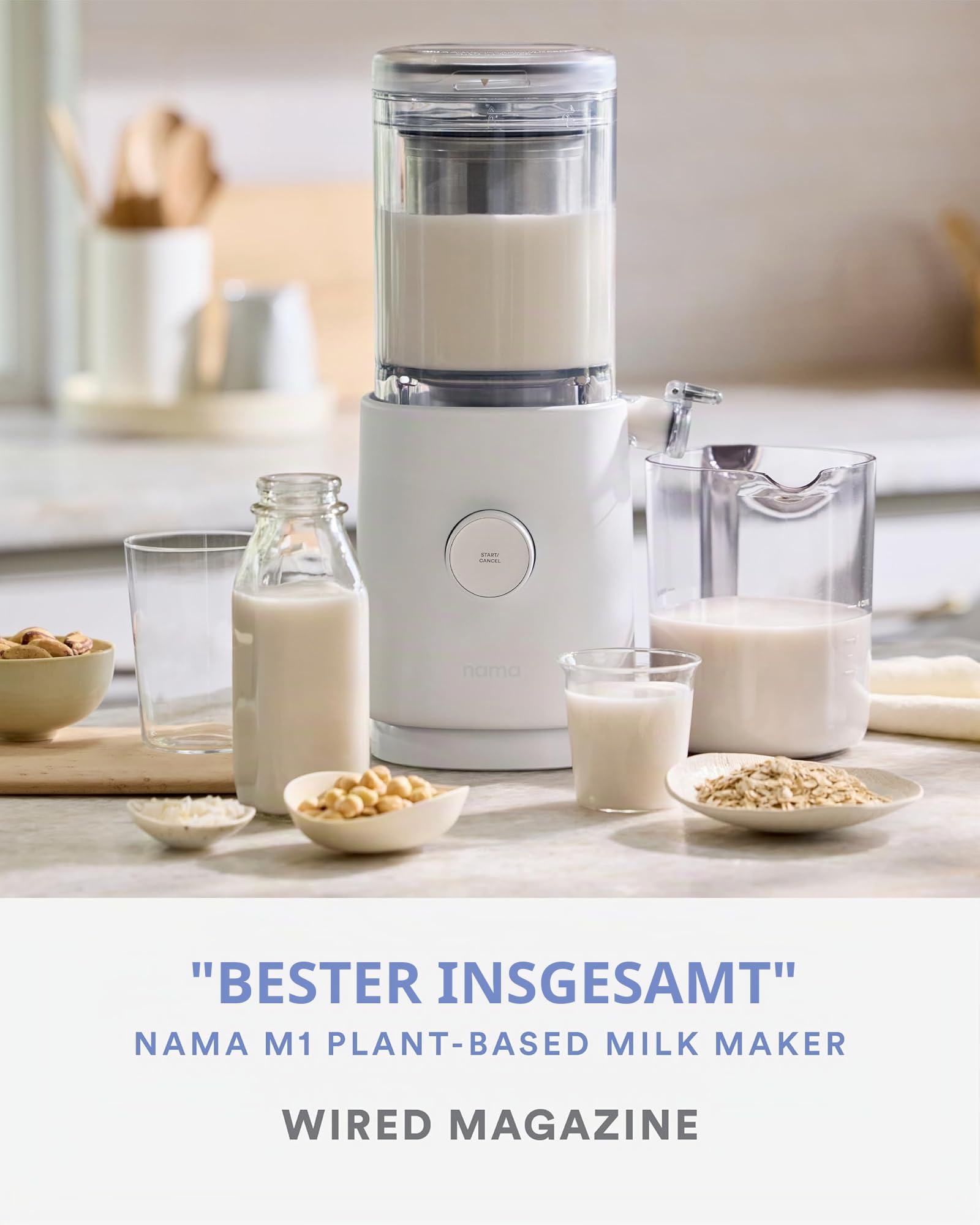 Nama M1 Plant Milk Maker - Hausgemachte Hafer-, Samen- & Nussmilchmaschine - Glatte, cremige Textur Barista-Qualitätsmilch in wenigen Minuten - Mischt & Sieben in einem Behälter - Leicht zu reinigen