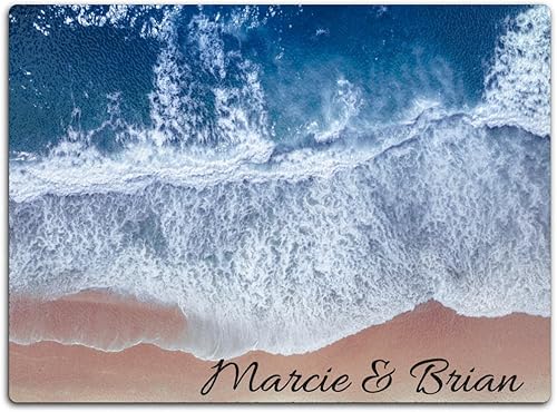 Tabla de cortar de vidrio personalizada con olas oceánicas, tabla de cortar de queso de charcutería de vidrio, tabla de cortar de vidrio para regalo