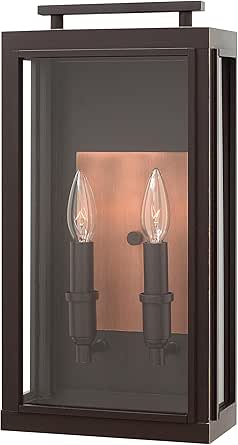 Hinkley Sutcliffe Two Light Outdoor Medium Wall Mount, Oil Rubbed Bronze