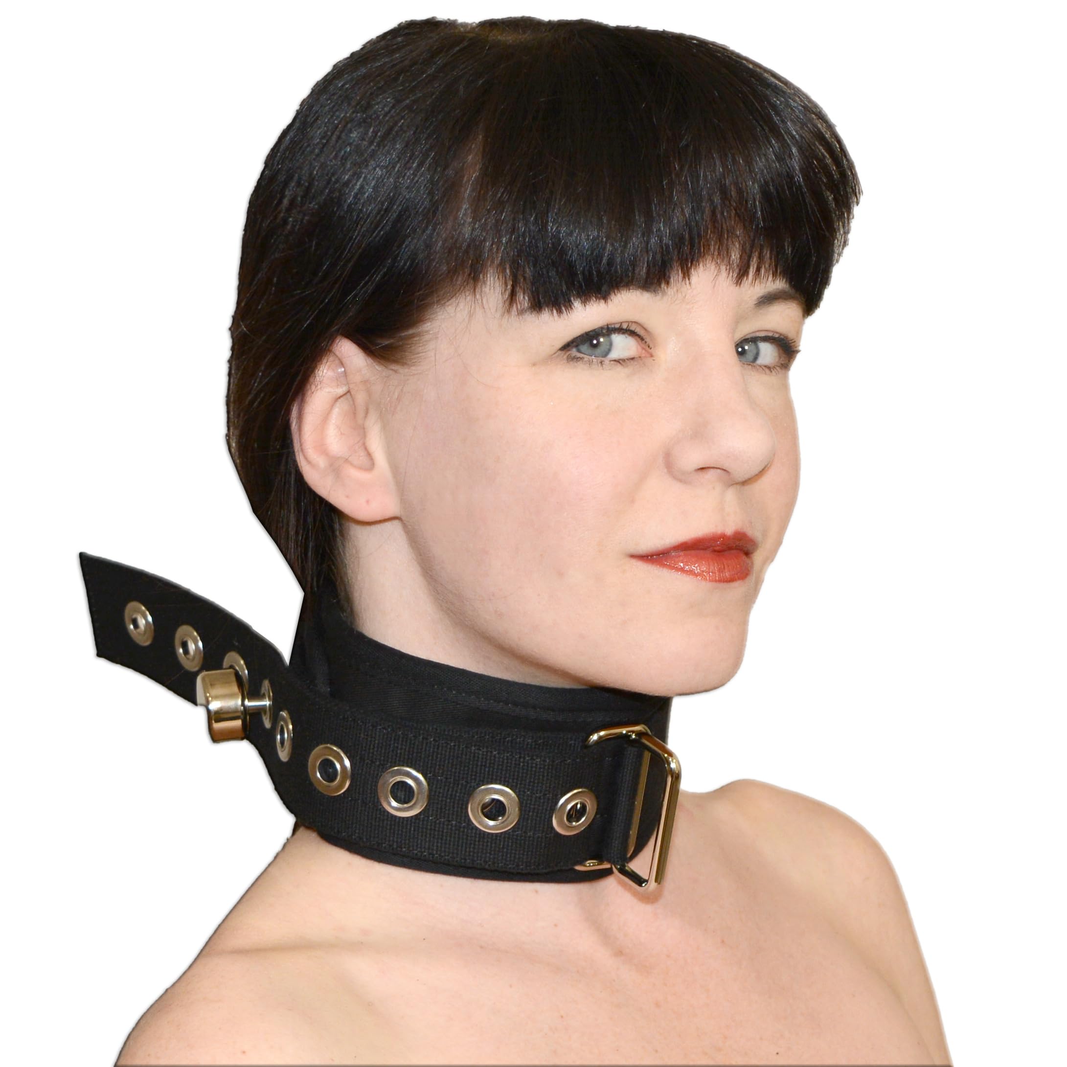 Collier BDSM verrouillable avec fermeture magnétique – coton doux avec anneau en O pour laisse – Collier esclave unisex pour Fetish & Jeux de rôle cliniques