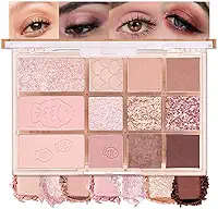 SUAKE Paleta de sombras rosa nude, fosco e brilhante, 12 cores marrom roxo alto pigmentado sombra primários para maquiagem dos olhos, paleta de sombras de ojos em pó coreano (04# feijão vermelho)