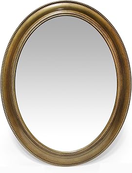 Sonore 30 inch Gold Oval Wall Mirror | Decorative Frame with Beaded Accents | Great Mirror for Bathroom, Bedroom, Living Room