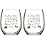 It's the Most Wonderful Time of the Year Christmas Reindeer Wine Glass, 15 Oz Funny Stemless Wine Glasses for Women Friends M