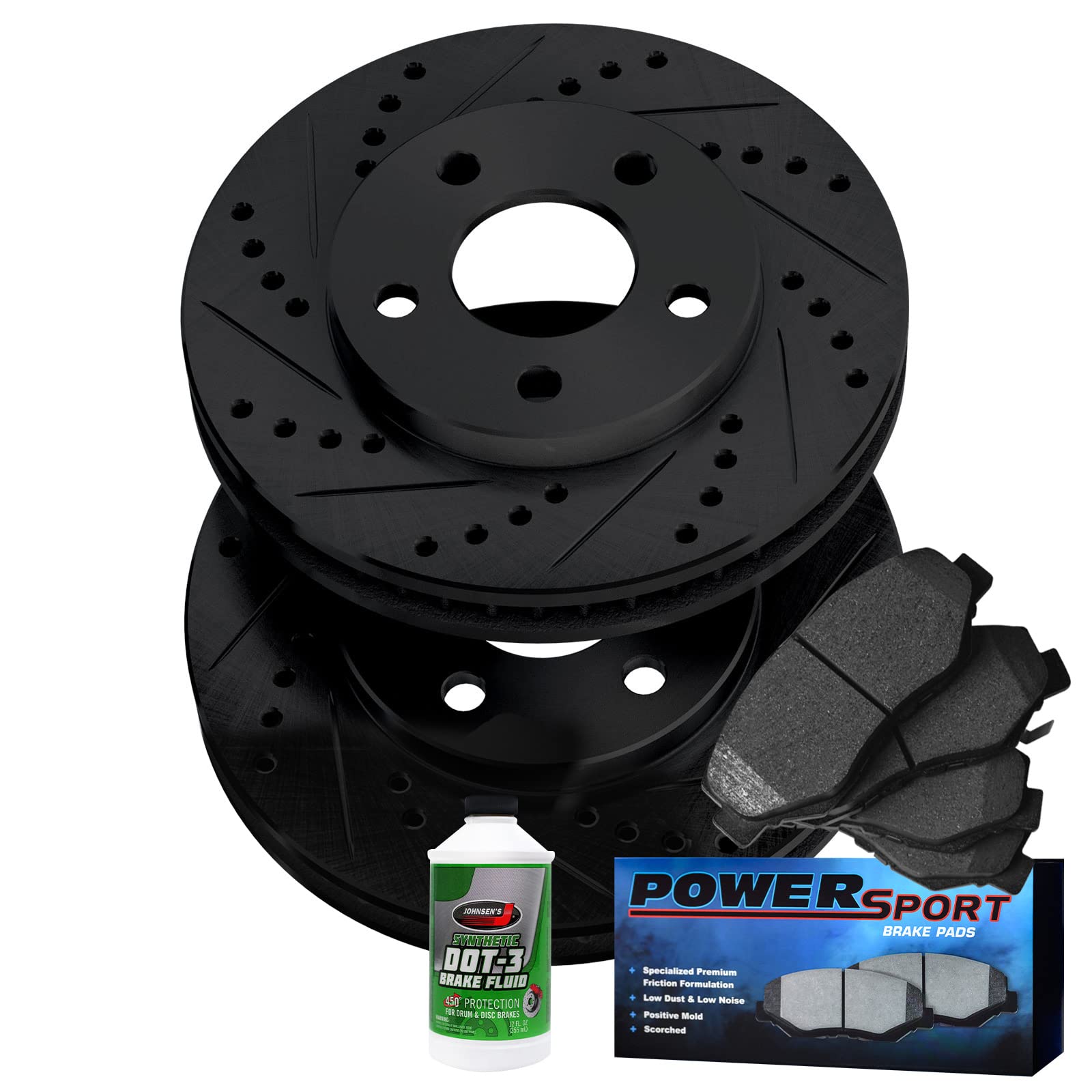 Power SportFront Brakes and Rotors Kit |Front Brake Pads| Brake Rotors and Pads| Semi-Metallic Brake Pads and Rotors BBC1.33012.03