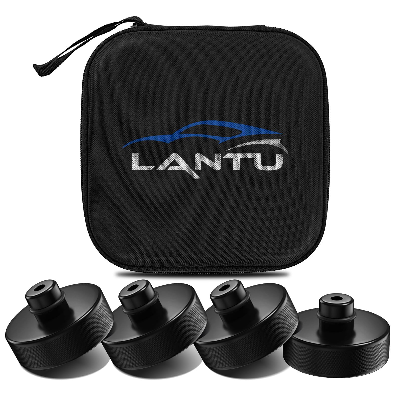 Lot de 4 patins en caoutchouc pour cric Tesla Model 3/Y/X/S - Protection en caoutchouc - Adaptateur Jack Pad avec boîte de rangement - Accessoires Tesla Model 3 Model Y - Noir