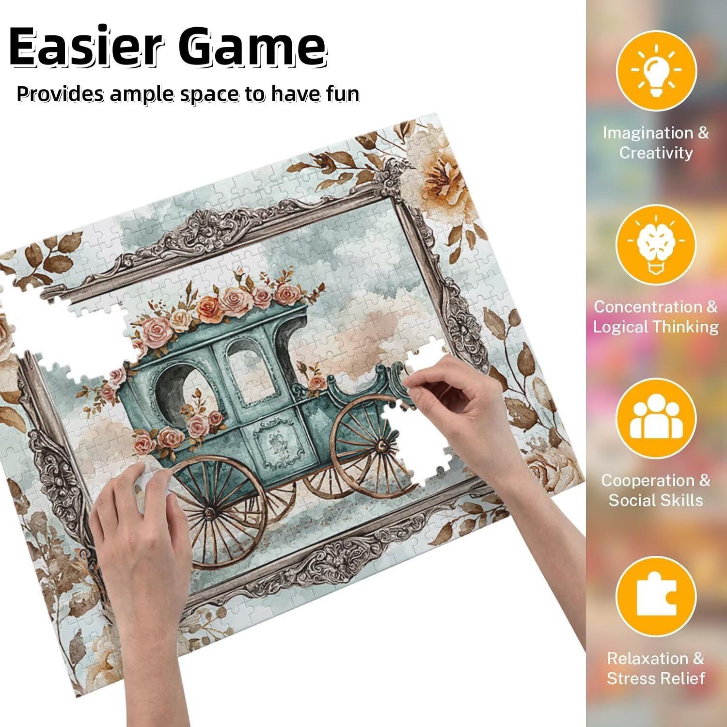 Jigsaw Puzzle, 5000 Pezzi Puzzle Classici, Fiori Puzzle Rilassamento Intelligence, Mpossibile Difficile Puzzle Impegnativo per Adulti Puzzle Gioco Familiare, Regalo per Amore Amico Carrozza fr0-925