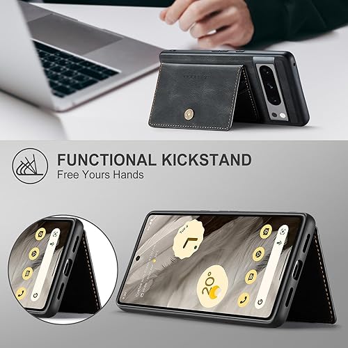 Miniatura 7 de Funda para Google Pixel 8 Pro 2023, cartera magnética desmontable con ranura para efectivo, soporte de carga inalámbrica con función de soporte