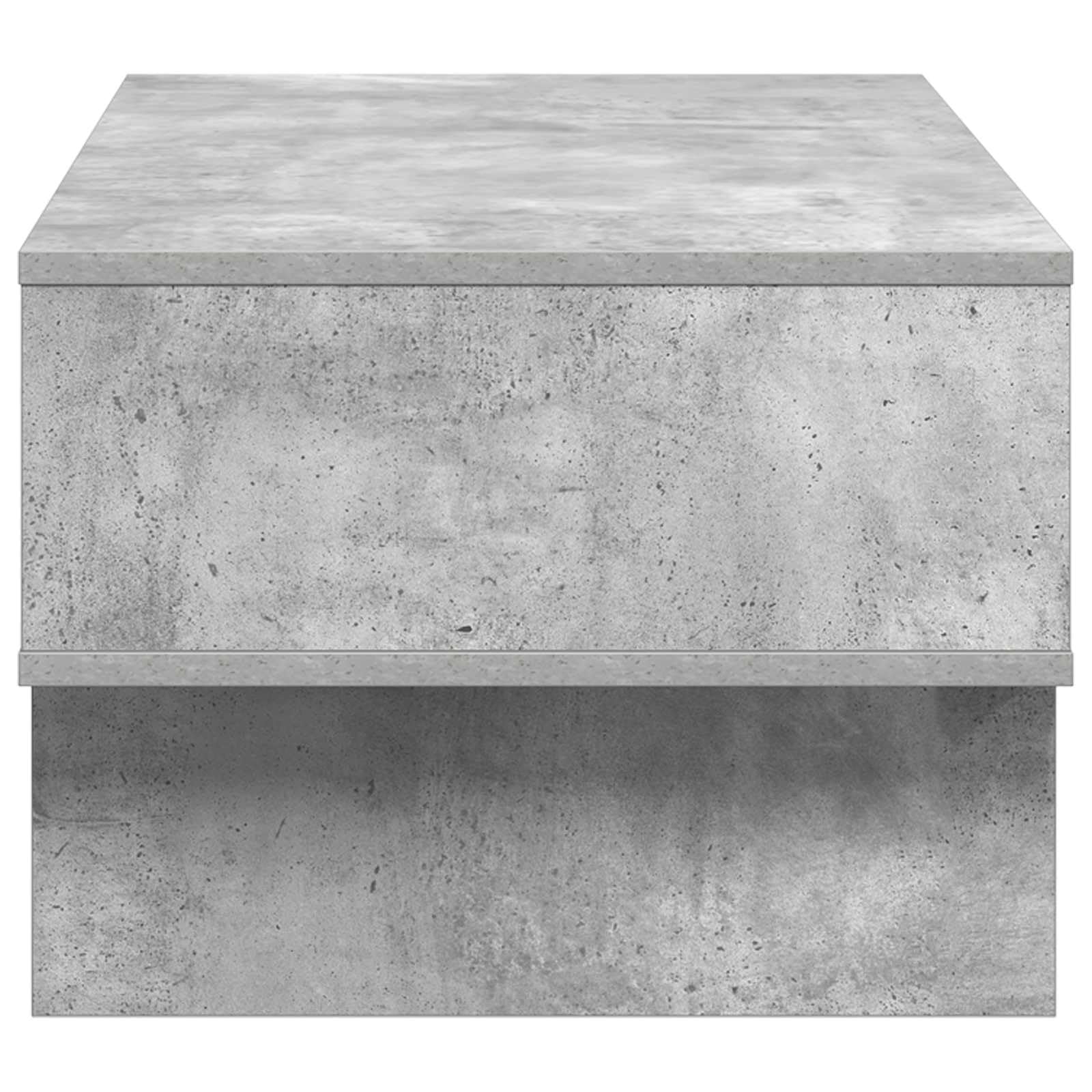 Mesa de centro de hormigón gris 80 x 46 x 35 cm con 2 estantes de madera de diseño moderno, robusta y duradera, pequeña mesa de salón para salón