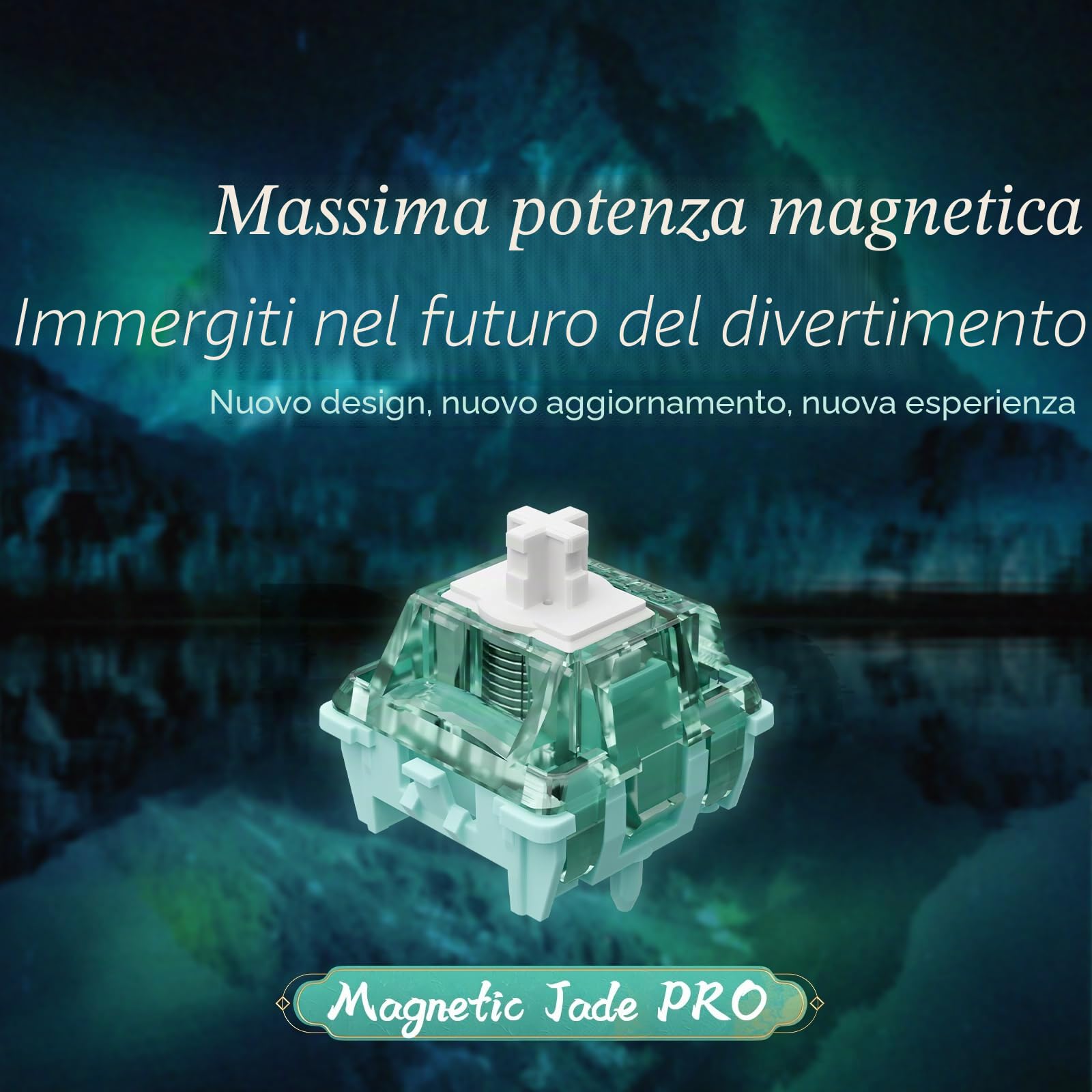 GATERON Switch magnetici Jade Pro Keyboard Switches, Linear Factory pre-lubed Freely Setting Pre-Travel 20 mm Longer Spring Key Switch per tastiera meccanica (90 pezzi)