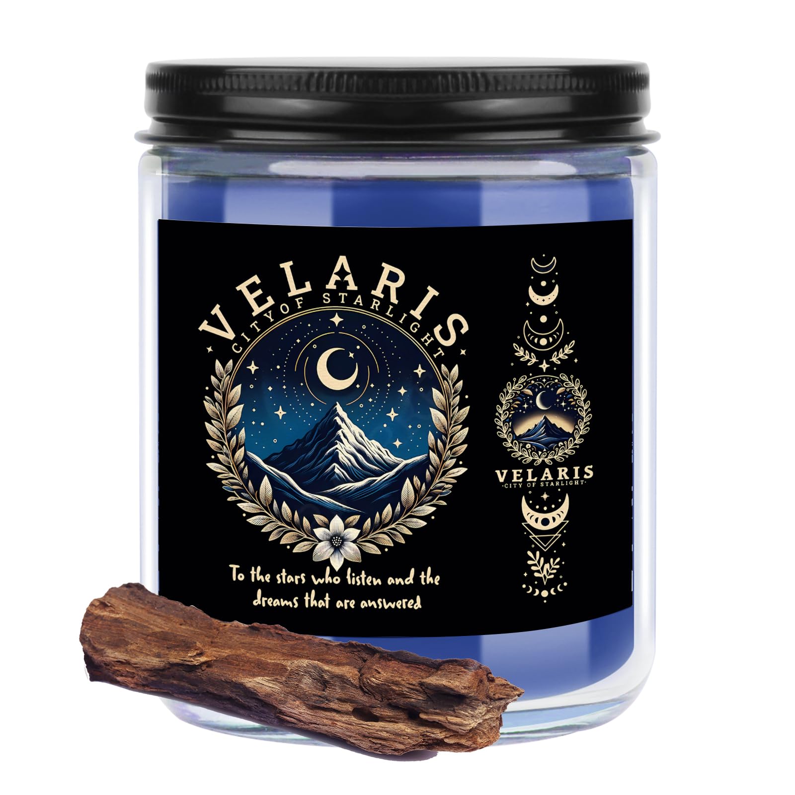 Velaris City of Starlight ACOTAR Fans Gift Thorns and Roses Merchandise Sandalwood 7 oz Scented Candle (Candle-Black City)