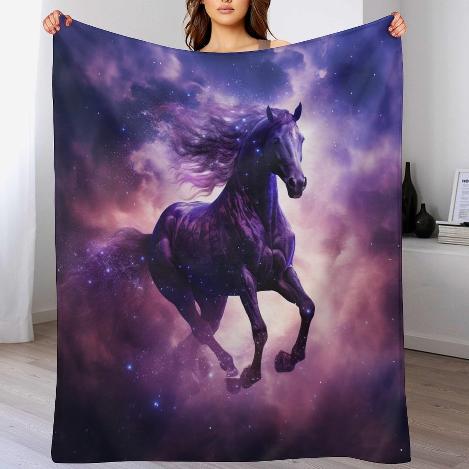 Couverture Polaire Cheval Contre le Froid Plaid Flanelle Lit Doux