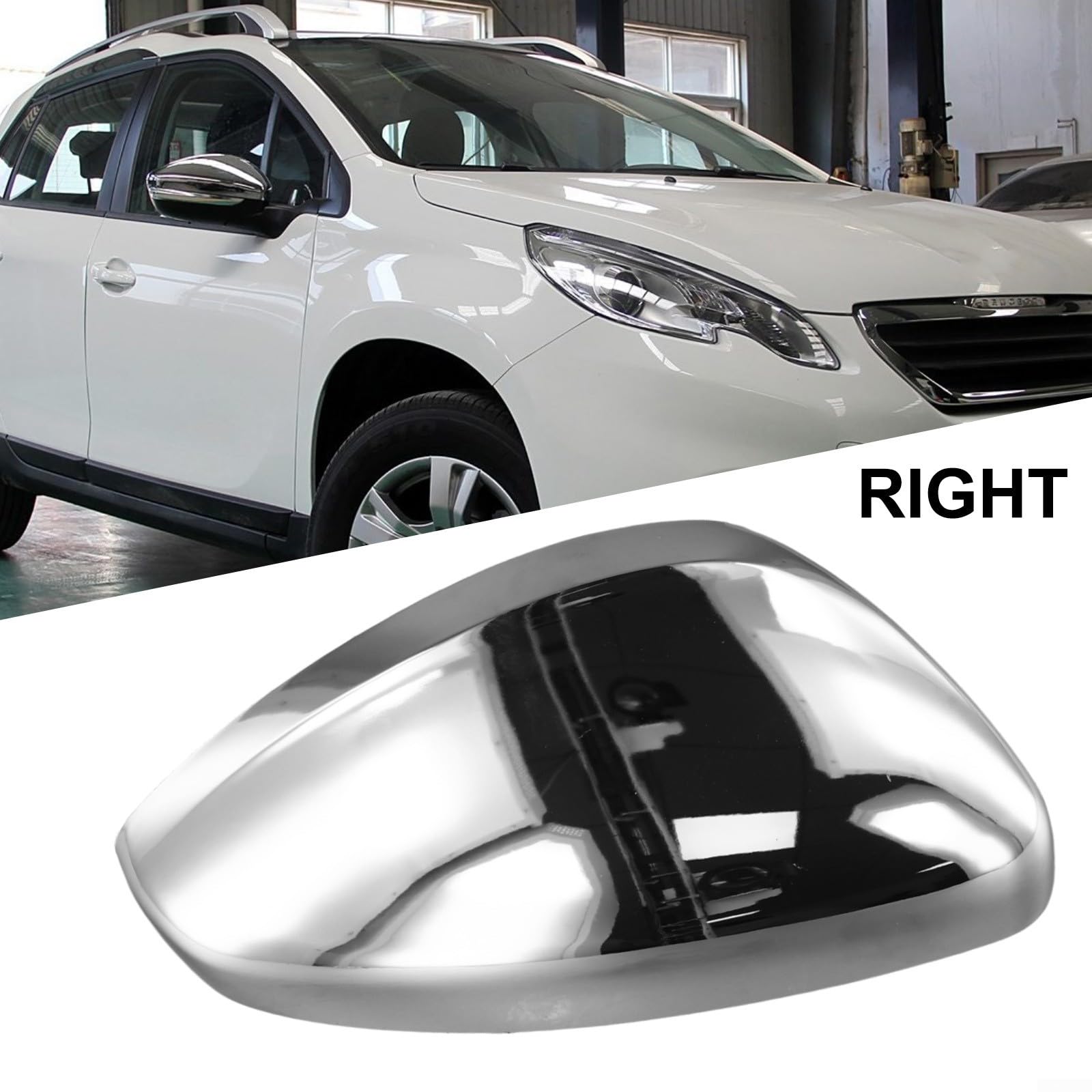 Lecreatekit Coque de protection pour rétroviseur de portière, protection à clipser côté gauche ou droit - Pièce de rechange résistante aux rayures, compatible avec Peugeot 208 (droite)