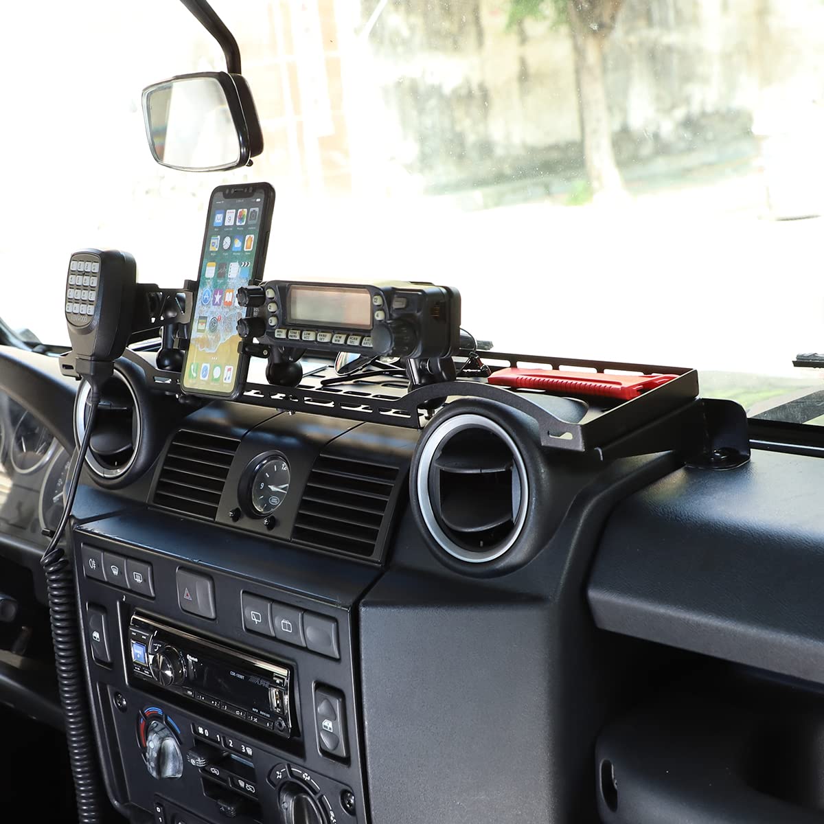 Per Land Rover Defender 90 110 130 2004-2019 Car Phone Walkie Talkie Supporto Supporto, Console Centrale Vassoio di Immagazzinaggio Cruscotto Organizer Vassoio Stowing Riordinamento Accessorio
