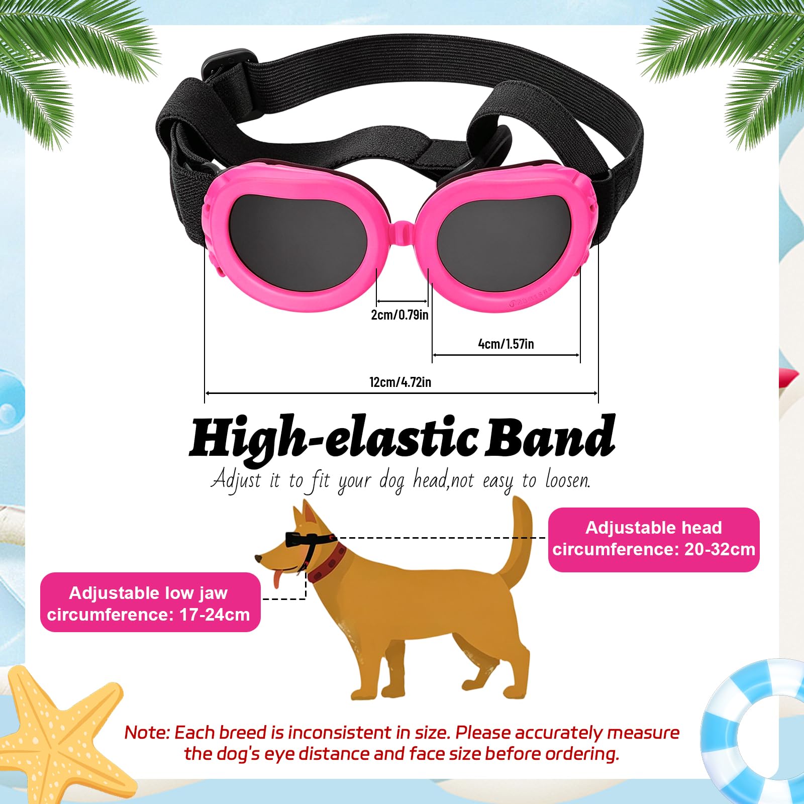 Occhiali da Sole per Cani Piccola, Occhiali Protettivi per Cani, Protezione UV, Impermeabili, Antivento e Antiappannamento, Adatti a Cane e Gatti di Piccola Taglia (Rosa)