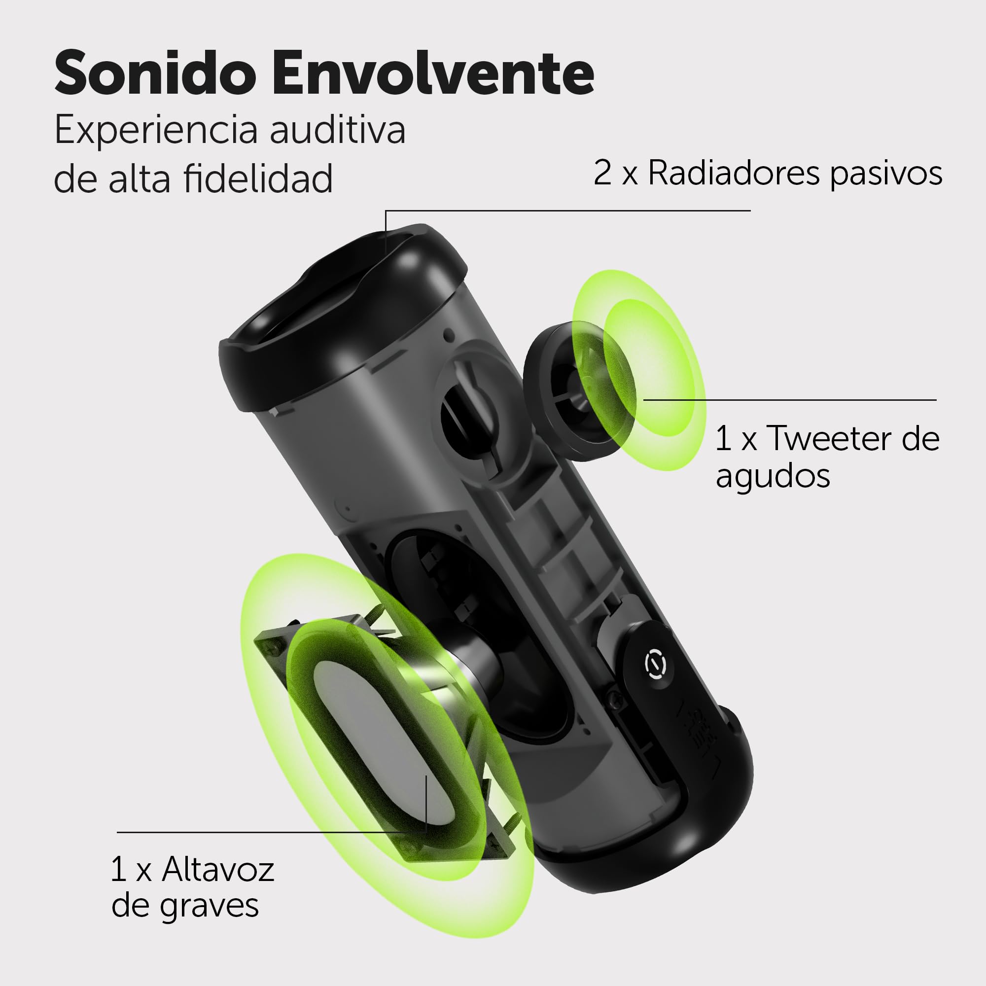 Vieta Pro Altavoz Pequeño Bluetooth 5.3 Potente, Resistente al Agua, 13H de Batería y Micrófono. Altavoz Portátil Grande True Wireless, Aux In, USB, Asistente de Voz y Sistema de Luces | Upper 4