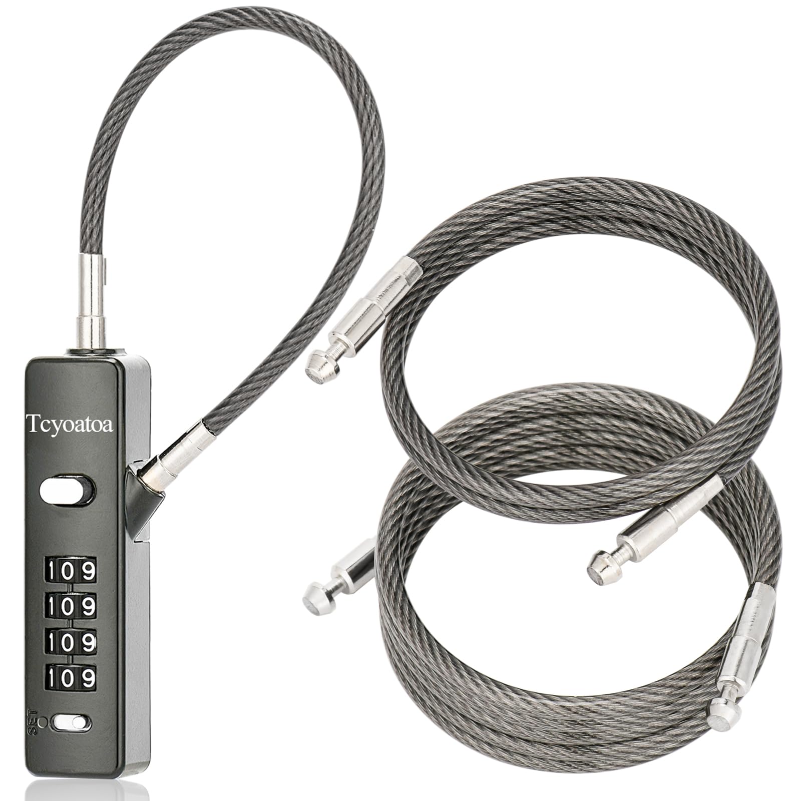 Tcyoatoa Cable Lock, 4-Digit Combination Cable Lock with 3
