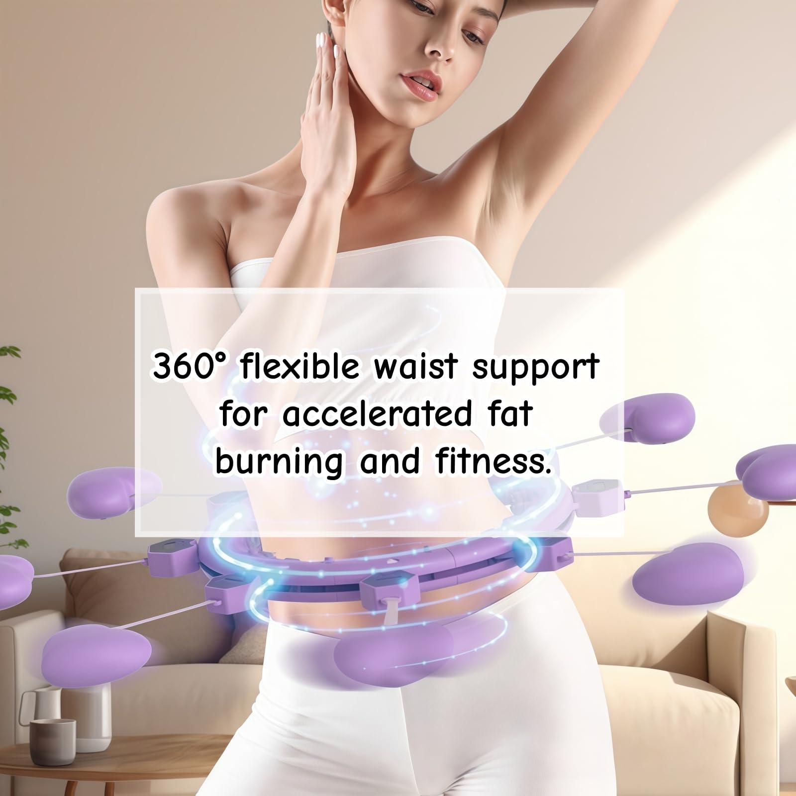 Cerceau intelligent avec compteur, cerceau de fitness lesté pour entraînement de base, cerceau d'exercice réglable pour entraînement à la maison, cadeau pour femme
