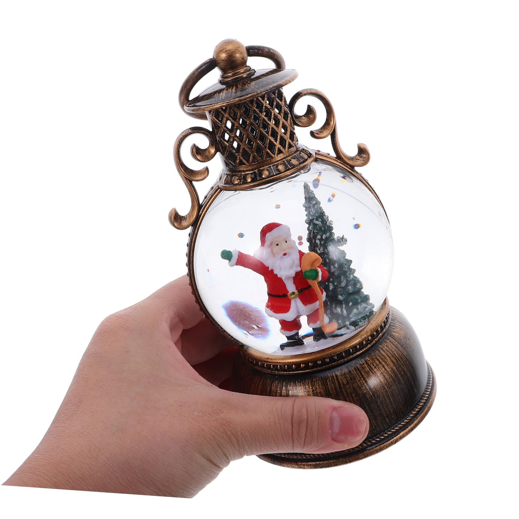PRETYZOOM Globo di Neve Carillon Natalizio Lanterna Decorativa Luminosa Cavo USB Ornamento Musicale per Feste Decorazione Interna per Caminetti e Tavoli
