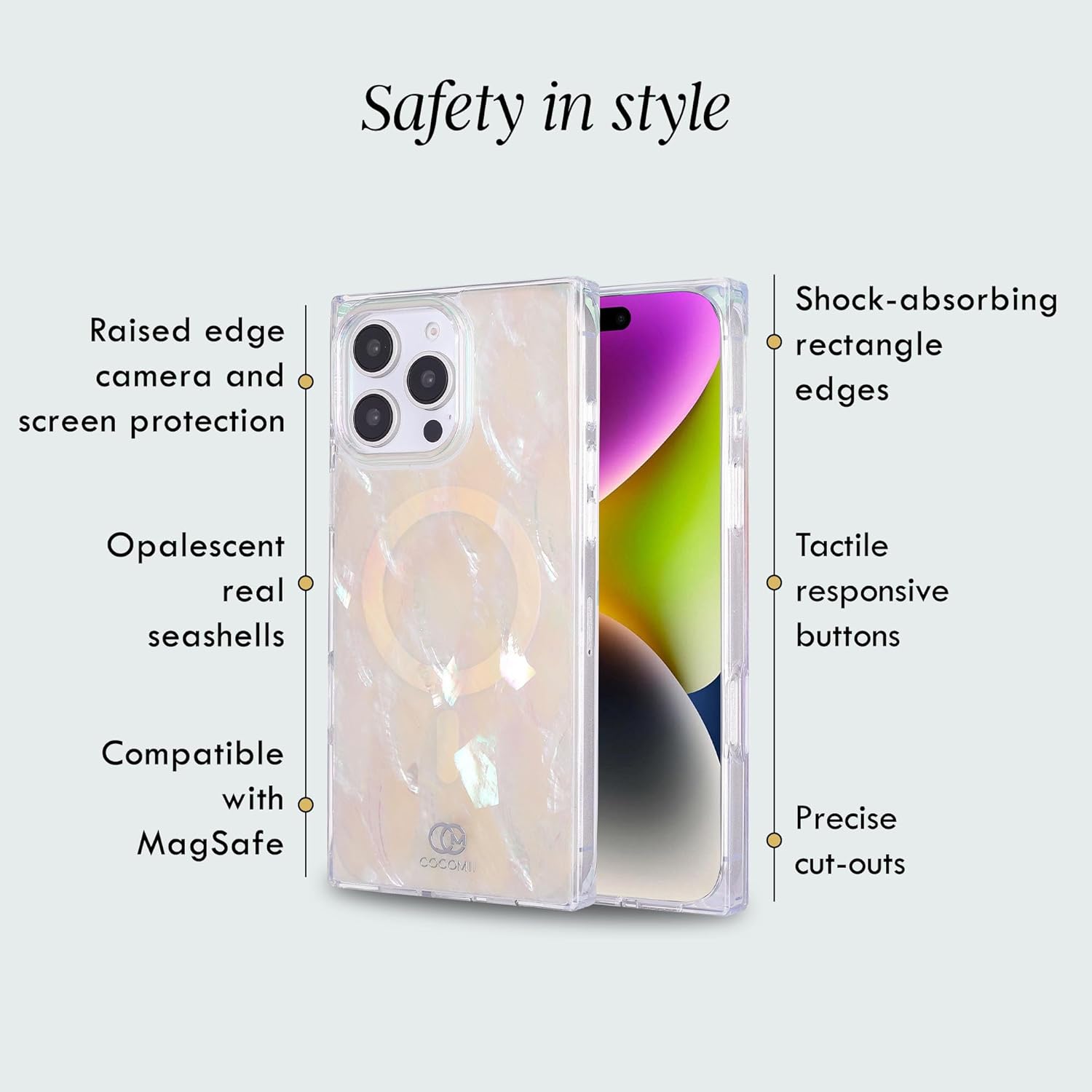 Cocomii Retangle Case for iPhone 16 Pro, Compatible with MagSafe, Natural Real Mother of Pearl - Image 3