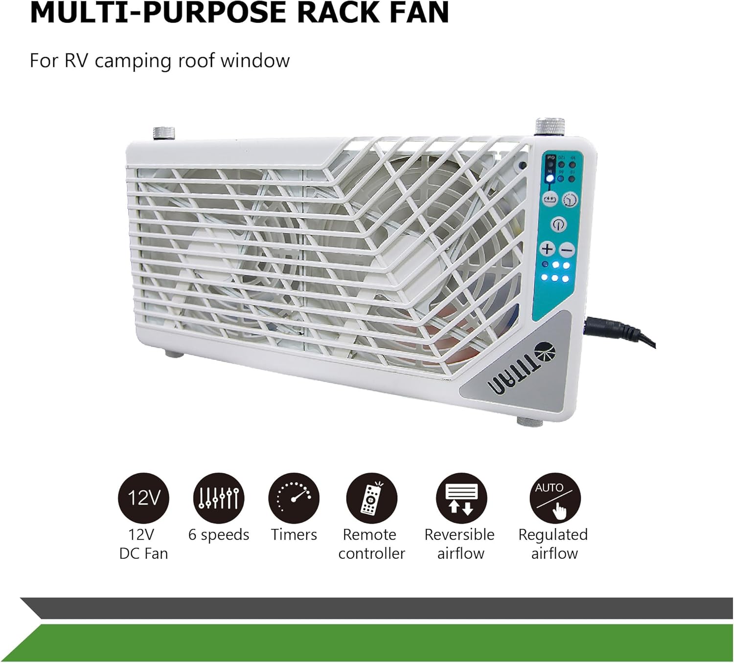 TITAN Silent Roof Fan 12V DC 140mm Double Reversible Roof Window fan with Wireless Controller for RV Motorhome -TTC-SC21 Series (TTC-SC21/V4+)
