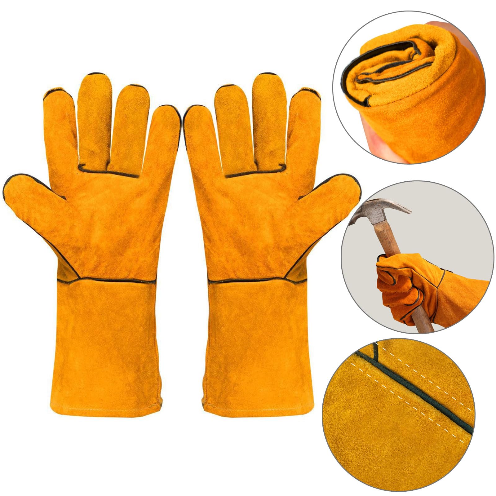 Guanti Anti-Morso Helweet In Pelle - Per Animali, 30cm, Protezione Graffi E Morsi - Foto 8